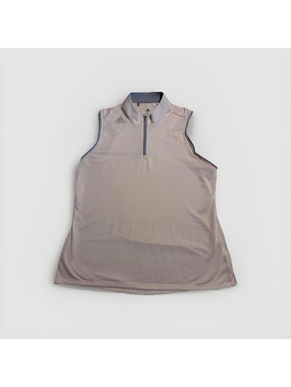 Adidas Women Gradient Zip Sleeveless Polo Shirt Athletic Collar Golf TankXL Pink